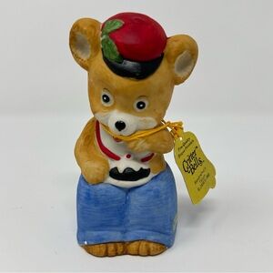 Vintage 1980 Jasco Critter Bells Bisque Porcelain Bear Ornament Bell